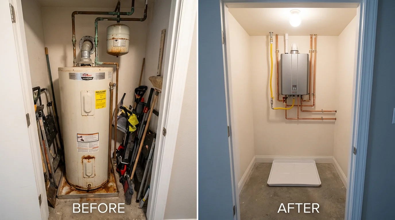 Tank water heater versus wall-mounted tankless unit comparison for Goldendale, WA homeowners